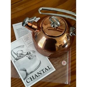 Chantel Classic Copper Teakettle 1.8 qt Two-tone Harmonica Whistle CottageCore